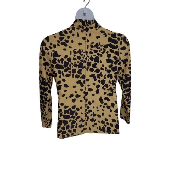 JUDE CONNALLY leopard camel animal print mock neck zip stretch long sleeve top L - Picture 3 of 8